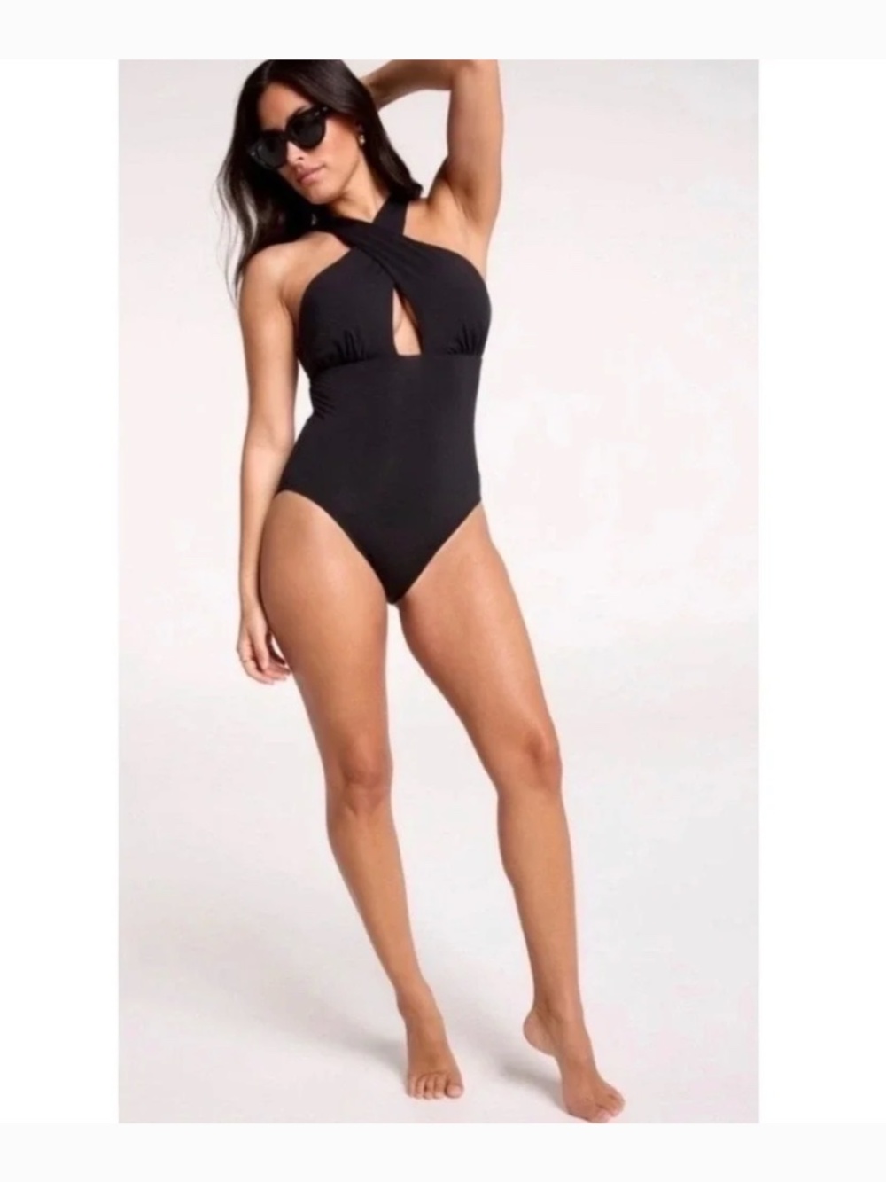 Calia womens cutout halter one piece swimtui black sz 6 - Picture 2 of 7